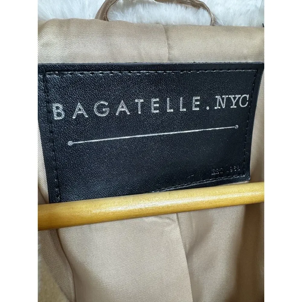 Bagatelle SZ L Penny Lane Style Coat Faux Fur Collar Buckle Zipper Lined Vegan